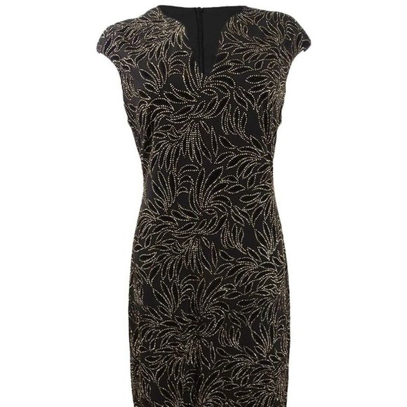 CONNECTED APPAREL Black/Gold Cap Sleeve Dress - Picture 2 of 5